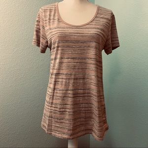 Lularoe taupe and gray striped t-shirt, scoop neck